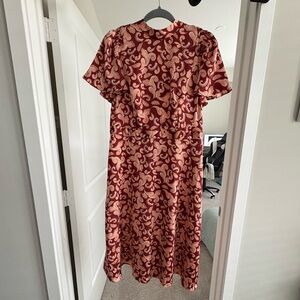 Ann Taylor Maroon and Cream Swirl Midi Dress